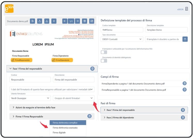 eSIGN_Impostazione del workflow di firma